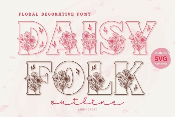 Daisy Folk Fonts for Decorative Crafting Projects